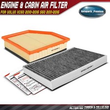 Engine & Activated Carbon Cabin Air Filter for Volvo XC60 2010-2016 S60 XC70 S80