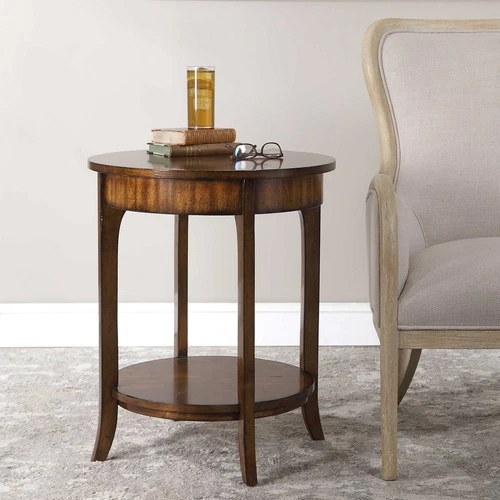 Carmel Casual Lamp Table with Distressed Primavera Veneer Uttermost 24228 - Picture 1 of 5