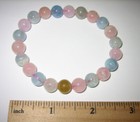 7.5" POLISHED 8mm ROUND AQUAMARINE / MORGANITE CRYSTAL STRETCH BRACELET 21.6g *8 — photo 1