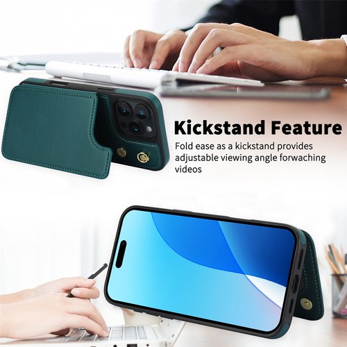 Leder Geldbörse Crossbody Handy Hülle für iPhone 16 Pro Max/16E/15/14/13/12/11/X - Bild 23 von 59