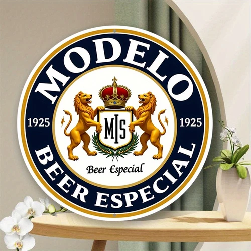 Modelo Beer Vintage Style 8 × 8 Inch Round Tin Metal Signs Home And Office Decor