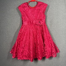 Jona Michelle Girls Red Floral Lace Party Dress Size 6 Holiday Wedding Formal