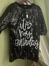 BRAND NEW - Black "It's My Birthday" sequin dress - One size