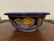 Tabletops Gallery Palermo Lemons Bowl 11" x 4.5" Handpainted
