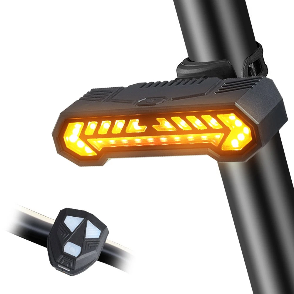 Wireless Bicycle Turn Signal Light Indicator LED Bike Rear Tail + Remote Control