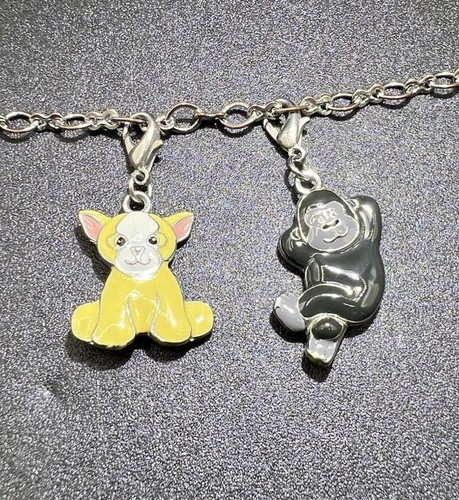 Webkinz Bettelarmband, zwei Charms - Affe, Hund, Edelstahl, Emaille, 6 Zoll - Bild 5 von 12