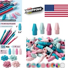 Latex Free Pencil Top Erasers 120 Count Muted Pastel Colors for School Supplies