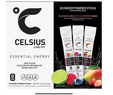 Celsius Essential Energy Powder Sticks Drink Zero Sugar Berry Lime Mango Stwby30