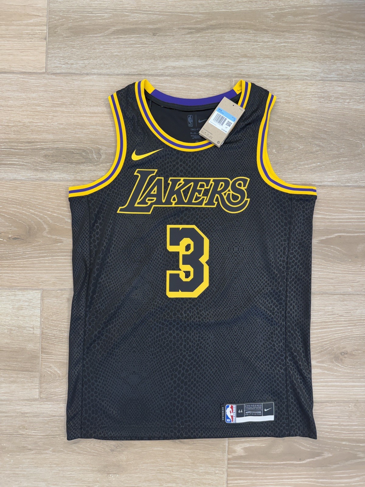 Nike Los Angeles Lakers Anthony Davis Black Mamba Swingman City Jersey, 44