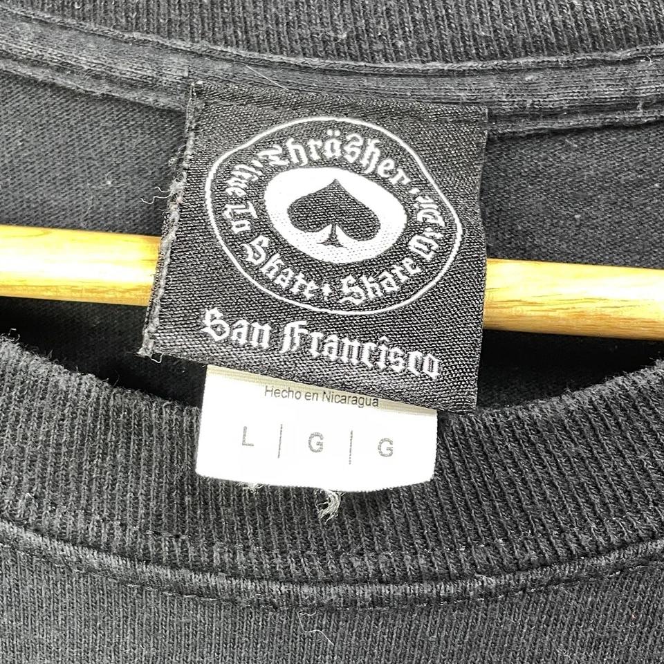 Thrasher Mens Shirt Long Sleeve Large Spellout Logo Streetwear Relaxed Black - image 3 of 4