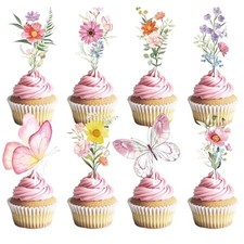Wildflower Party Decorations 40PCS Cupcake Toppers Floral Flower