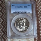 Edge Toner!  1957 Franklin 50C PCGS MS64 FULL BELL LINES! #30342065