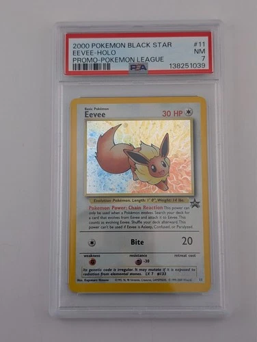 2000 Pokemon Promo Black Star Eevee #11 Promo-Pokemon League PSA 7
