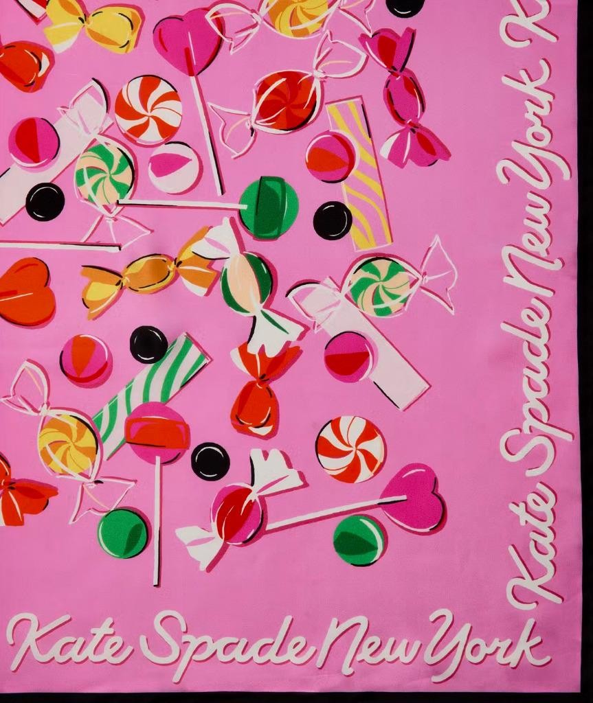 KATE SPADE CANDY SHOP SILK SQUARE SCARF 34