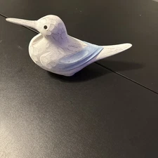 Handmade Wood Carved Distressed White Blue Distressed Dove Bird Vintage