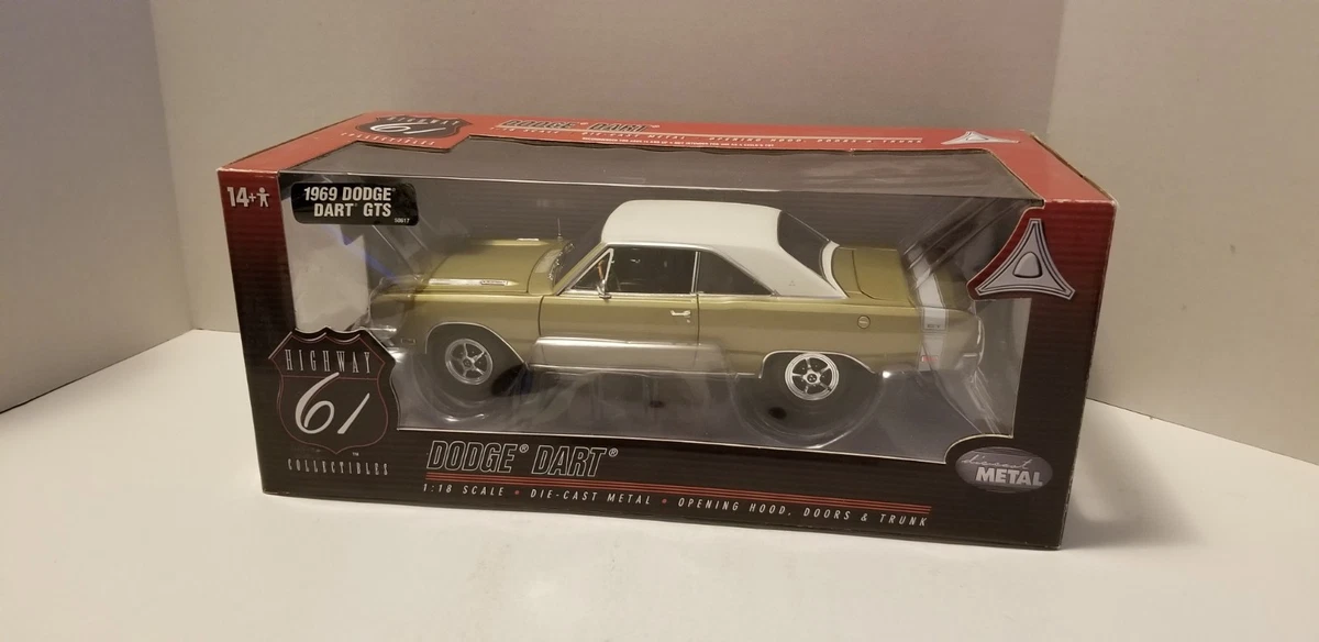 ハイウェイ　61　1:18 1969 ダッジ・ダート　340 1969 DODGE DART GTS 340 Gold W/White Top & Stripe 1/18 By Highway