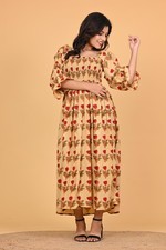 Boho Indian Cotton Floral Maxi Dress Women Smocked Long Summer Party Wear Dress