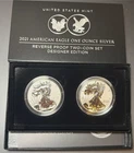2021 W &S $1 American Silver Eagle Reverse Proof 2-Coin Designer Edition Set OGP