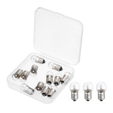 12 Pcs 2.5V 0.3A E10 Miniature Screw Base Light Bulbs 0.75W, Warm Yellow Light