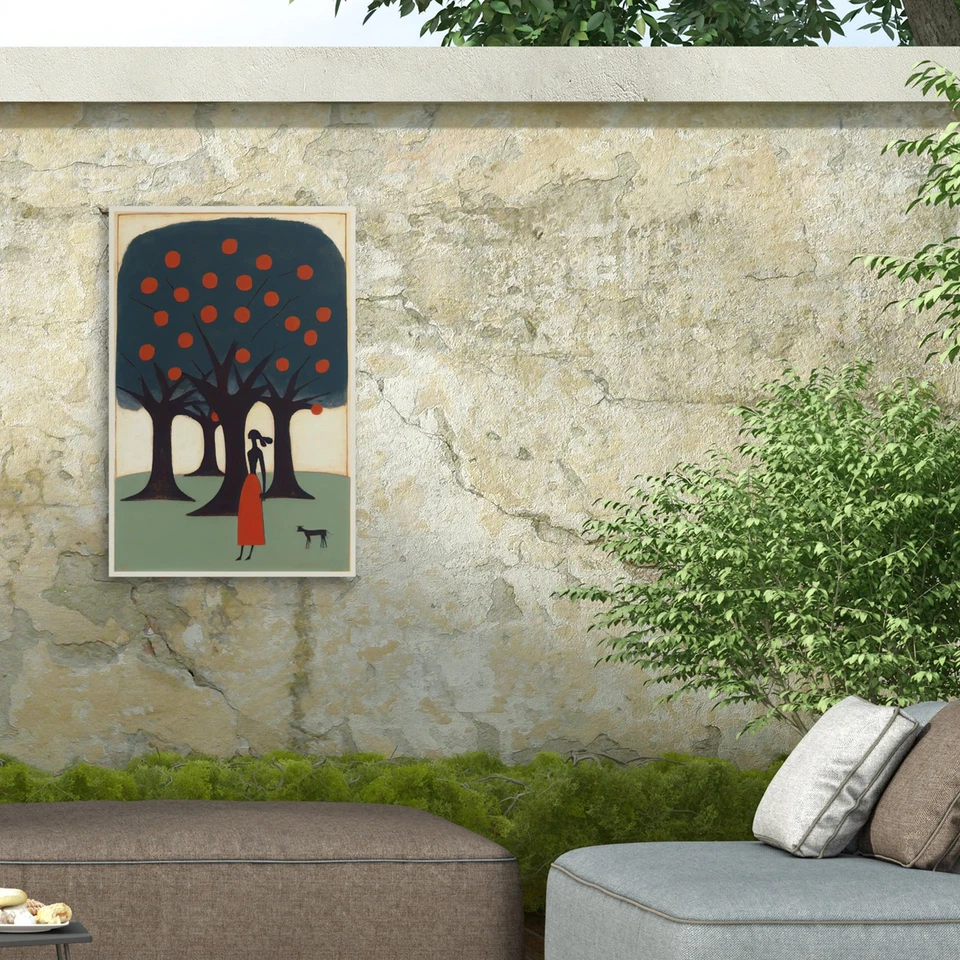 Arte en lienzo al aire libre - Treechild 'La mujer y el manzano' arte de pared para... Foto 3 de 4