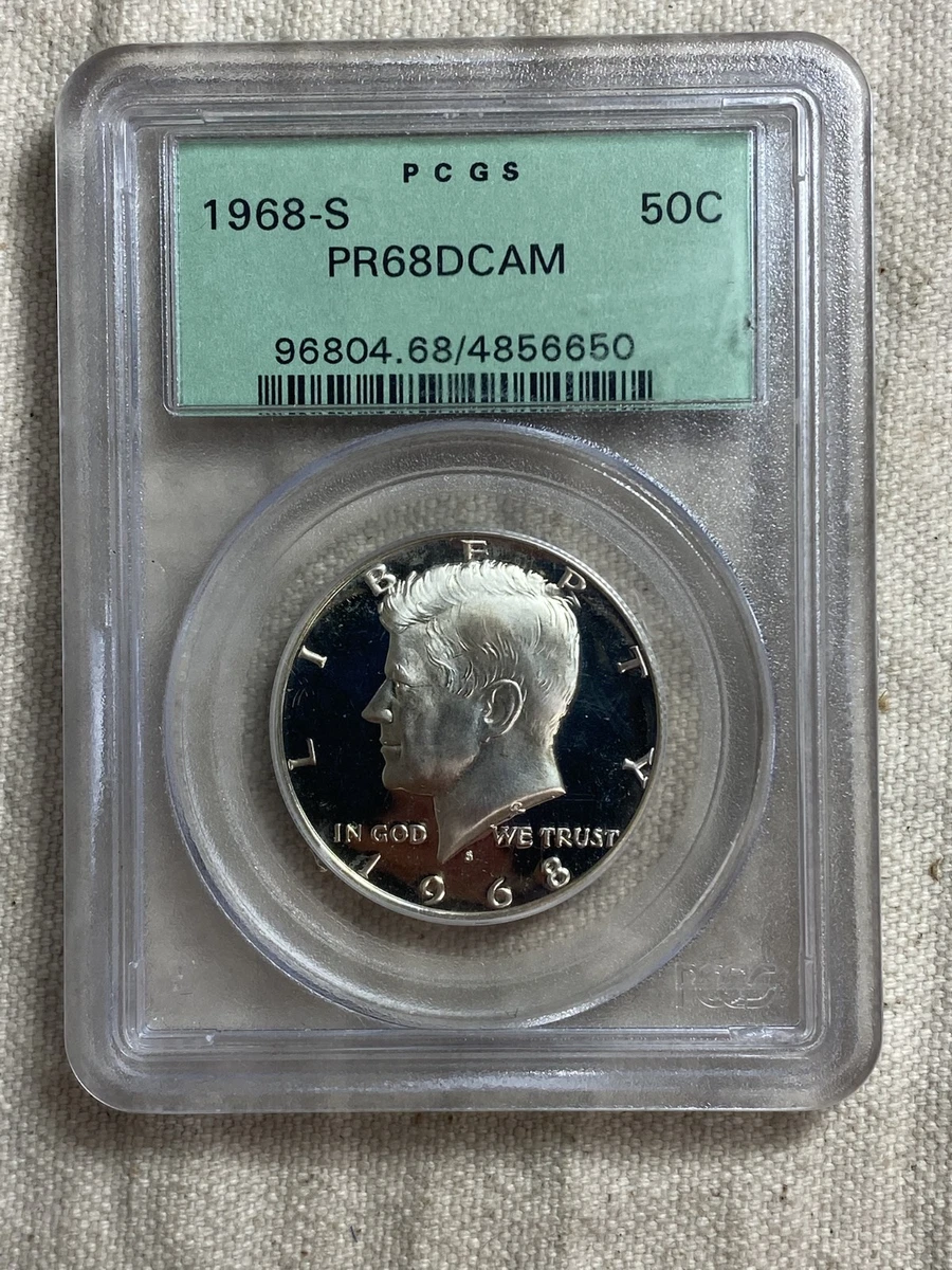 PCGS Certified PR 68 Graded 1968 Kennedy US Half Dollars (1964-Now