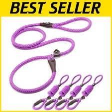 5 Pack Durable Slip Lead Dog Leash Bundle - Purple