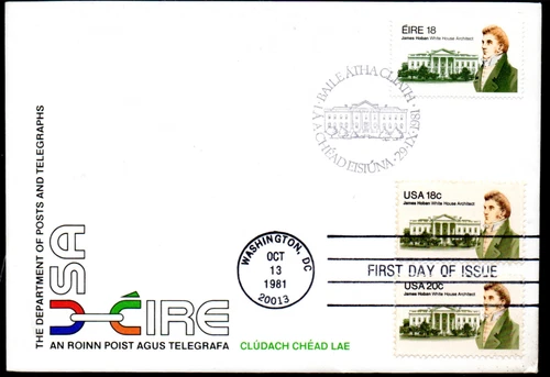 Ireland 1981 James Hoban White Joint with USA FDC