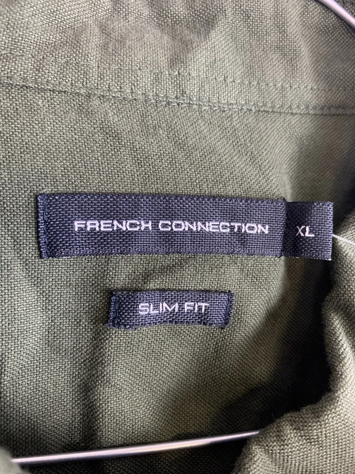 French Connection Long Sleeve Shirt Mens XL Slim Fit Button Down Army Green NEW - Image 2 of 4