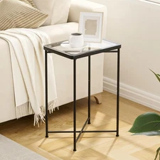 Garden 4 you Small Side Table, Glass End Outdoor Table with Black 