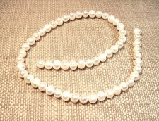 Lovely 16" Strand of 8mm Semi-Round White Iridescent Freshwater Pearls Lot B3