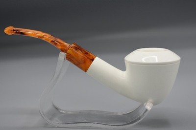 Erdogan Ege Smooth Rhodesian PIPE BLOCK MEERSCHAUM NEW Handmade W Case#1708