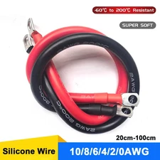 Battery Connection Cable 2-10AWG Super Soft Silicone M6 M8 M10 Terminals UPS