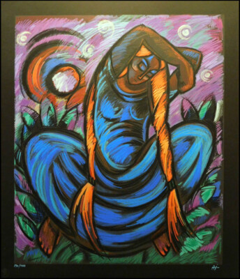 Ai: Artist Untitled serigraph on Paper Hand Signed Purple