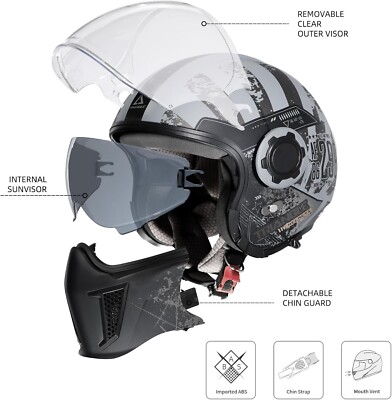 TRIANGLE Open Face Motorcycle Helmet 3/4 Half with Sunshield Unisex-Adult DOT | eBay TRIANGLE Open Face Motorcycle Helmet 3/4 Half with Sunshield Unisex-Adult DOT | eBay