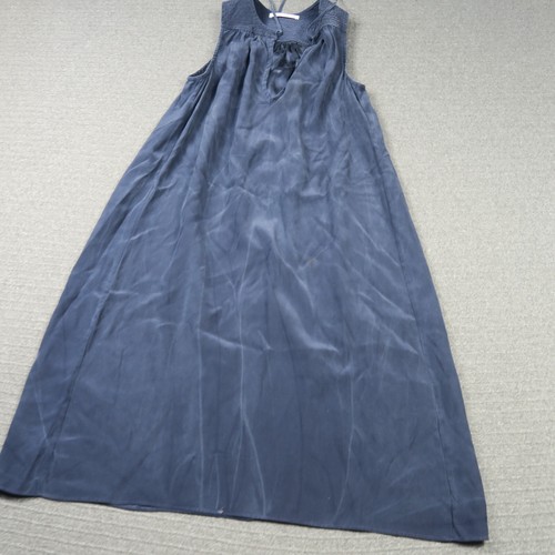 Scanlan & Theodore Womens Maxi Dress 8(AU) XS Navy Blue Pure Silk Sleeveless - Picture 2 of 11