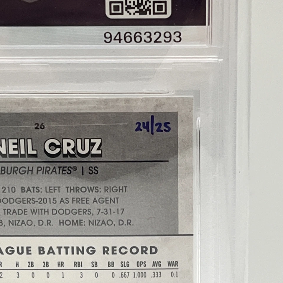 2022 Archives Snapshots - Oneil Cruz RC 26 /25 Black And White Auto PSA 10 GemMT - Image 4 of 4