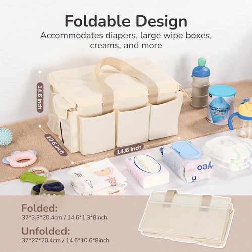 YOHOOLYO Baby Diaper Caddy Organizer Large Portable Storage Basket for Newbor... - Picture 3 of 9
