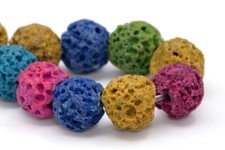 6MM Natural Rainbow Volcanic Lava Gemstone Beads Grade AB Round Loose Beads 7"