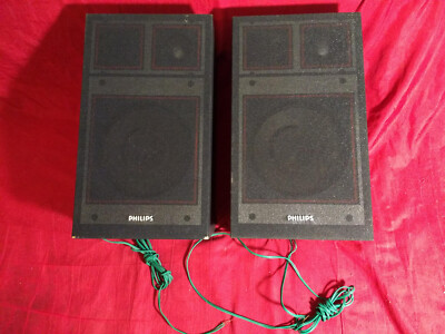 2 Stück vintage PHILIPS 70FB250/11R 2-way Buchregal Lautsprecher 4 Ohn 15W