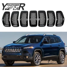 For Jeep Cherokee 2014-2018 Honeycomb Front Grille Insert Mesh Grill Gloss Black