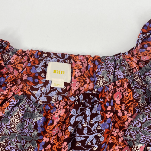 Anthropologie Maeve XS Vallita Off Shoulder Ruffled Floral Top Purple Pink - Picture 4 of 8