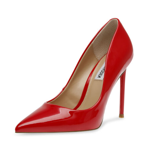 Steve Madden Vala Bright Red Patent Fashion High Heel Pointed Toe Stiletto Pumps - Picture 1 of 8