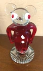 Vintage 1950's Handblown Red & Clear Murano Art Glass Mouse Figurine 4 1/2"