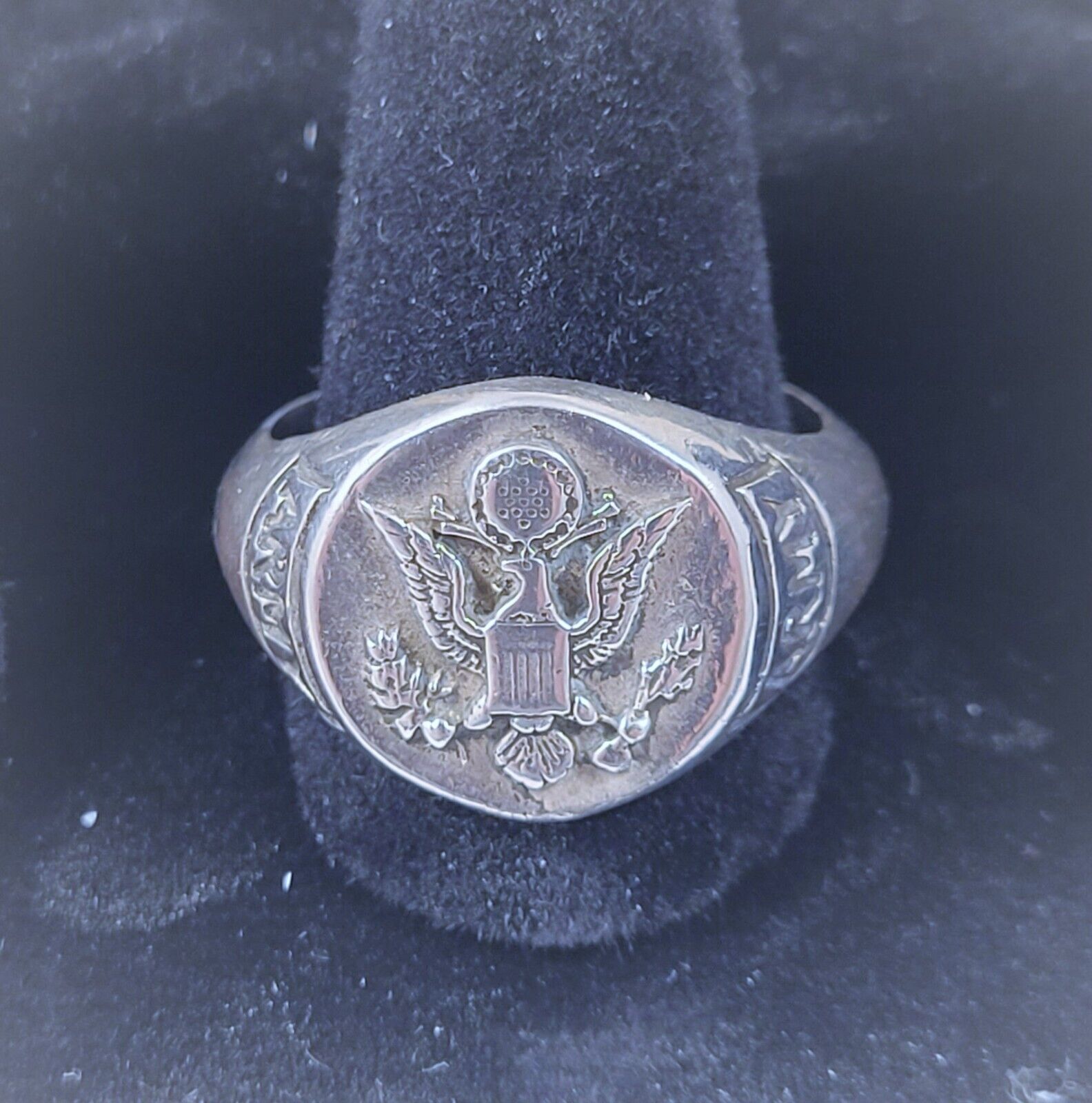 VINTAGE US ARMY SILVER RING-UNITED STATES ARMY-SIGNET STYLE-SZ 11-FREE  SHIPPING