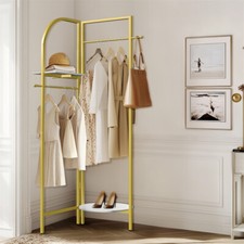 Heavy Duty Garment Rack Double Gold Adjustable Clothes Rail Stand Corner Display