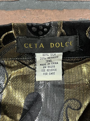 Ceta Dolce Long Sleeve Silk Metallic Paisley Dress Shirt 3XL Vintage 80s - Picture 5 of 13