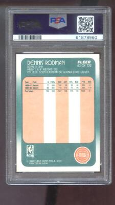 1988-89 Fleer #43 Dennis Rodman ROOKIE RC PSA 8 Graded Basketball 