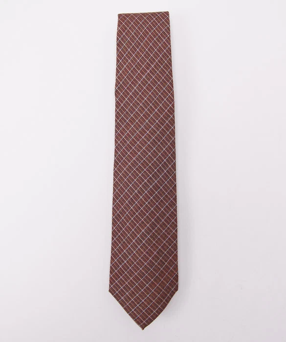 New $225 BORRELLI NAPOLI 7-Fold Silk Tie Rust Brown-Sky Blue Woven Check - Image 2 of 4
