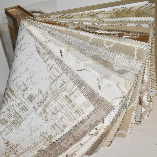 FABRIC SAMPLE BOOK Beige ECRU Taupe BIRCH Ivory 45pcs LOT Weave Print Embroidery