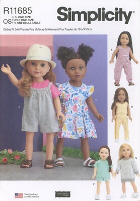 Simplicity R11685 Dress, Jumpsuit, Romper & More 18'' Dolls UNCUT Pattern S9500